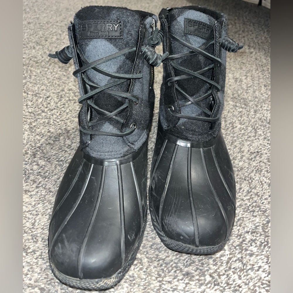 Sperry Black and Gray Duck Boots